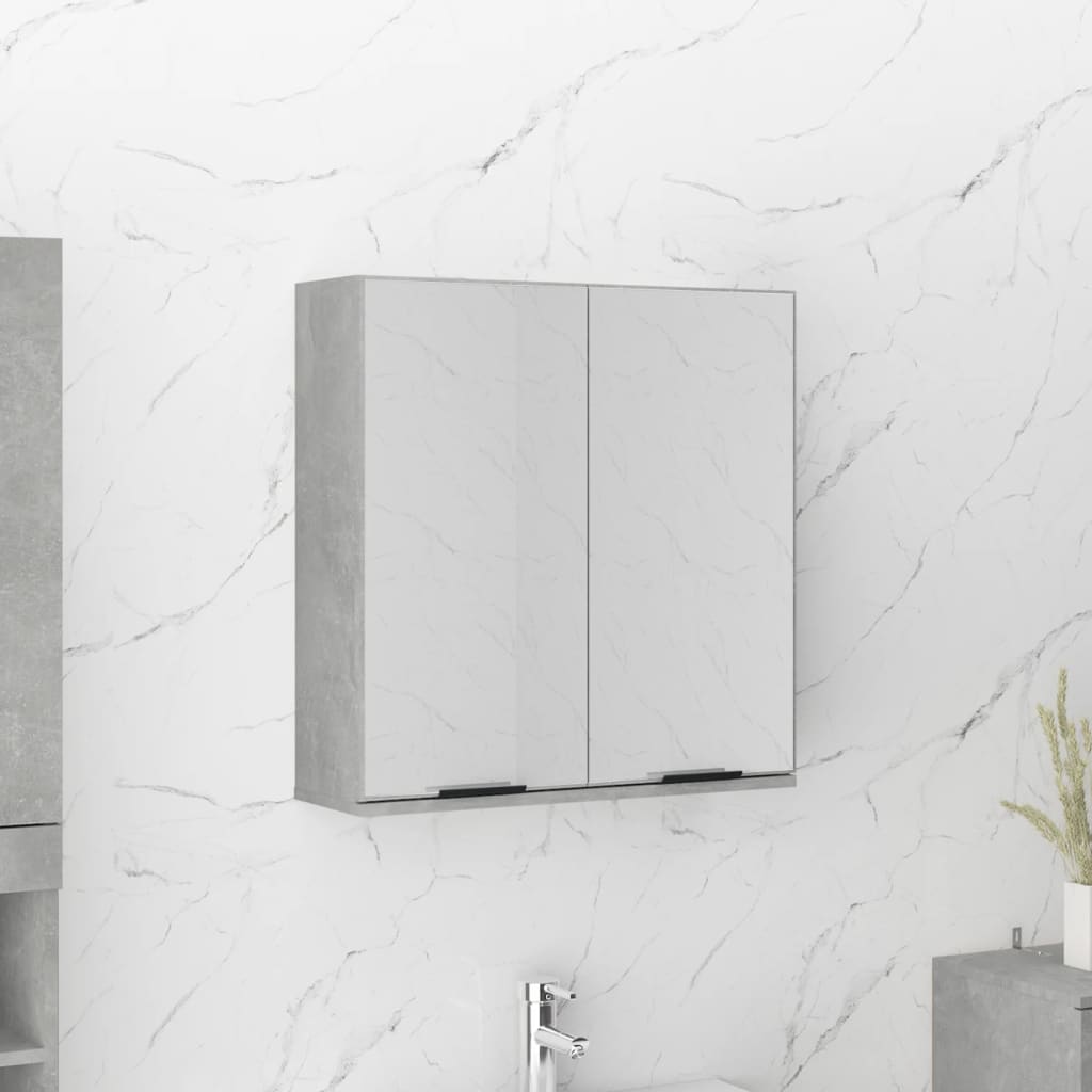 vidaXL badeværelsesskab med spejl 64x20x67 cm betongrå
