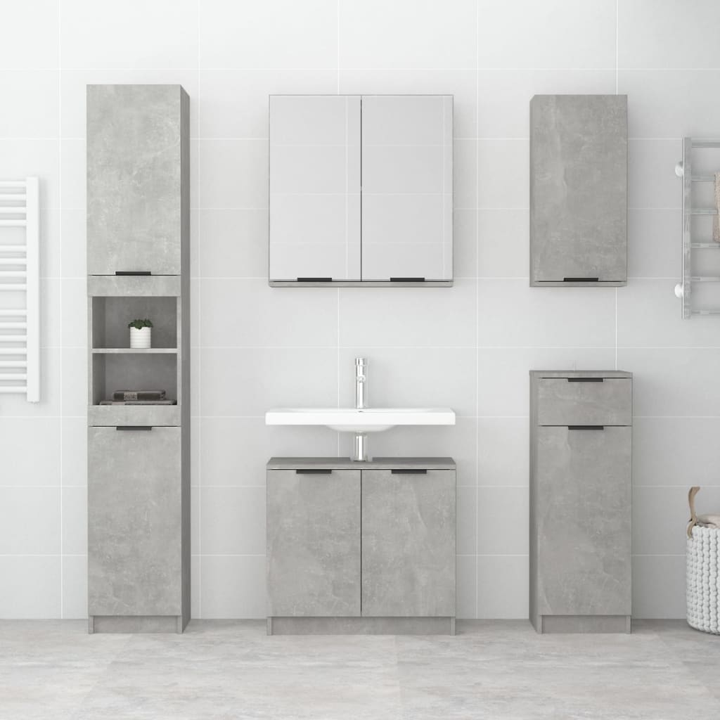 Thumbnail - vidaXL Badschrank Betongrau 32x34x188,5 cm Holzwerkstoff