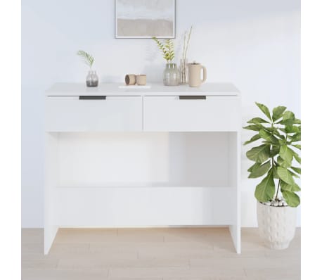 vidaXL Table console Blanc brillant 90x36x75 cm Bois d'ingénierie