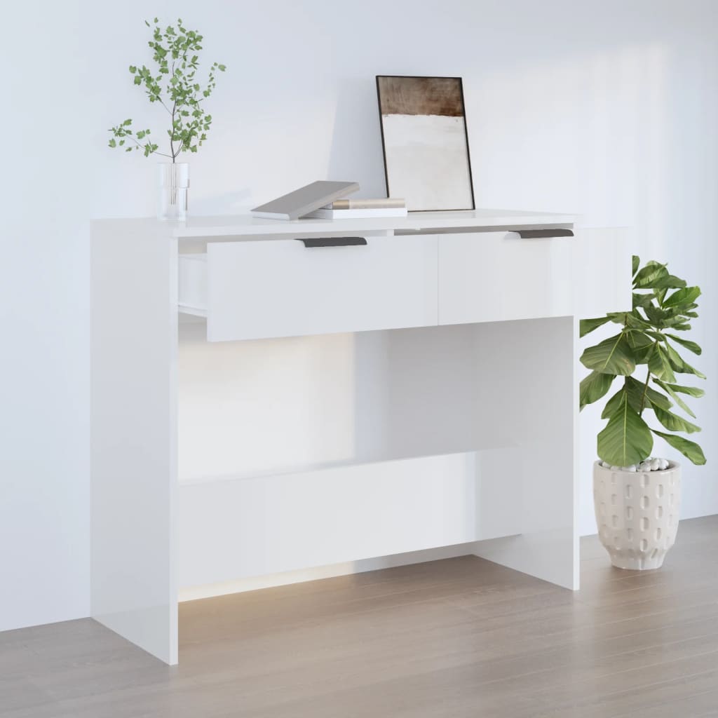vida XL Konsolentisch Hochglanz-Weiß 90x 36x 75 cm Holzwerkstoff