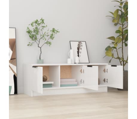 vidaXL Έπιπλο Τηλεόρασης Γυαλ. Λευκό 102x35x36,5 εκ Επεξεργασμένο Ξύλο