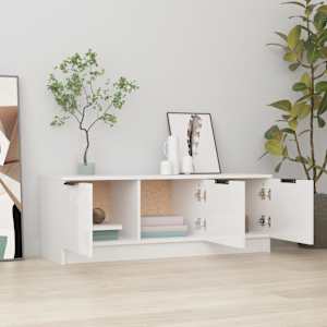 vidaXL Έπιπλο Τηλεόρασης Γυαλ. Λευκό 102x35x36,5 εκ Επεξεργασμένο Ξύλο