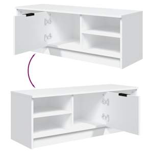 TV skříňka bílá 102 x 35,5 x 36,5 cm kompozitní dřevo - obrázek 8