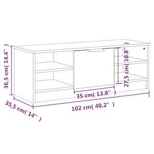 TV skříňka bílá 102 x 35,5 x 36,5 cm kompozitní dřevo - obrázek 9