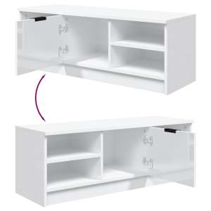 TV skříňka lesklá bílá 102 x 35,5 x 36,5 cm kompozitní dřevo - obrázek 8