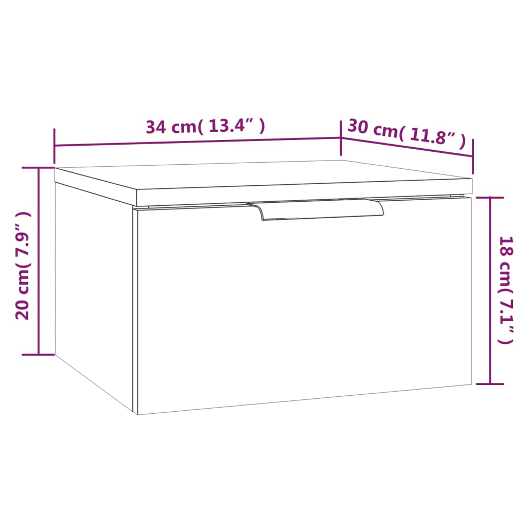 imagem de vidaXL Mesa de cabeceira montagem na parede 34x30x20 cm branco11