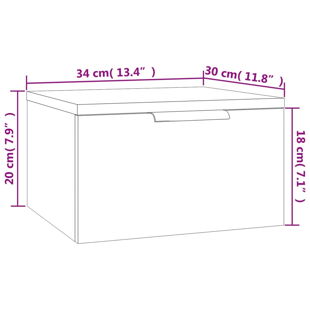 imagem de vidaXL Mesas de cabeceira montagem na parede 2 pcs 34x30x20 cm preto11