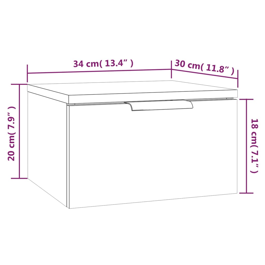 imagem de vidaXL Mesa de cabeceira montagem na parede 34x30x20 cm cor sonoma11