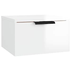 Nástěnný noční stolek bílý s vysokým leskem 34x30x20 cm - obrázek 2