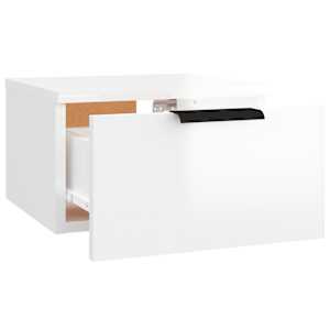 Nástěnný noční stolek bílý s vysokým leskem 34x30x20 cm - obrázek 5
