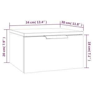 Nástěnný noční stolek bílý s vysokým leskem 34x30x20 cm - obrázek 10