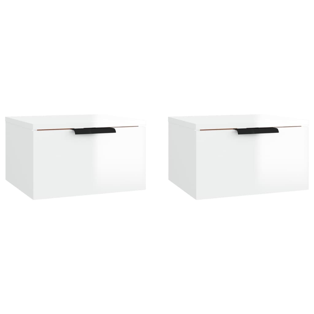 vidaXL Nástěnné noční stolky 2 ks bílé s vysokým leskem 34x30x20 cm