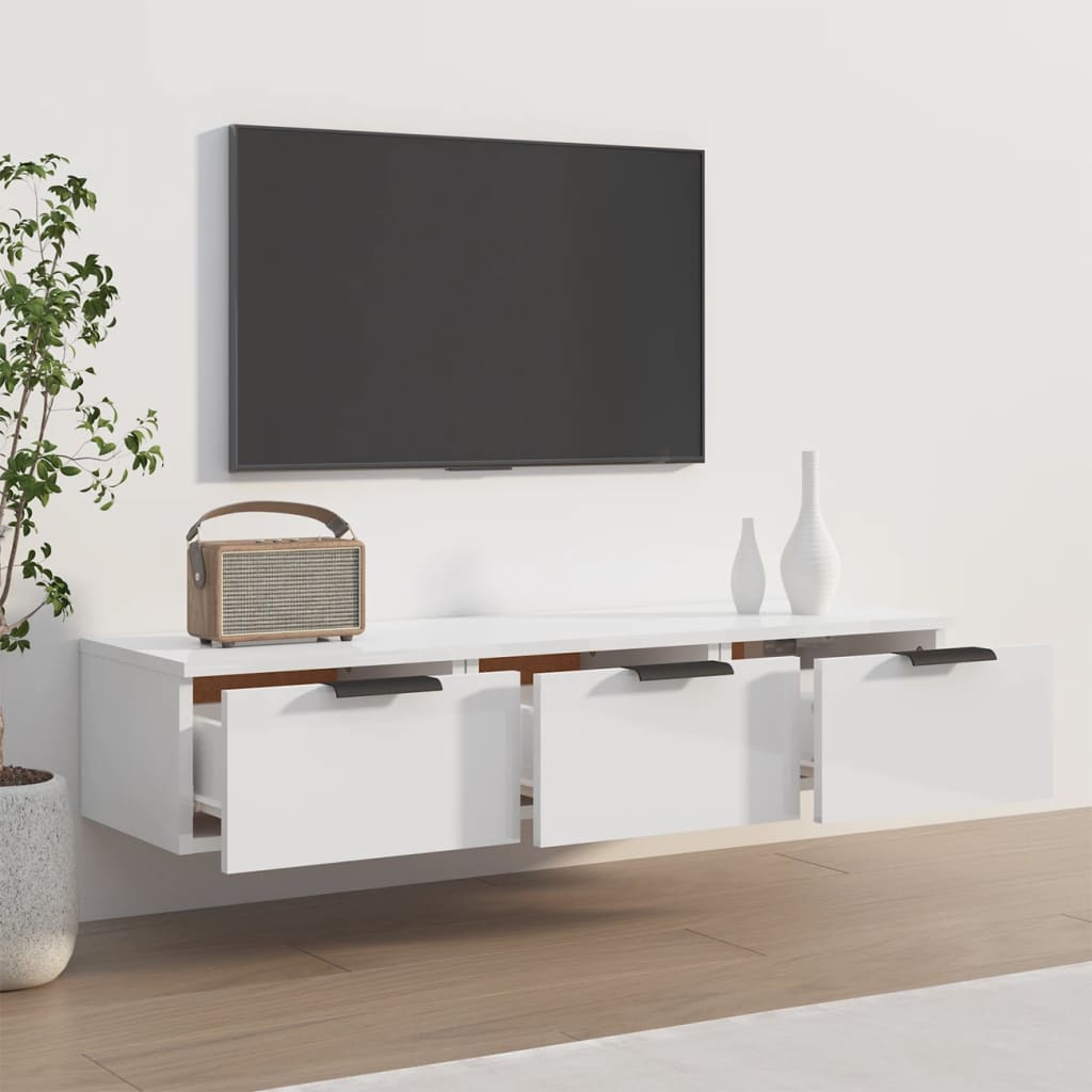 vidaXL Wandkast 102x30x20 cm bewerkt hout hoogglans wit afbeelding