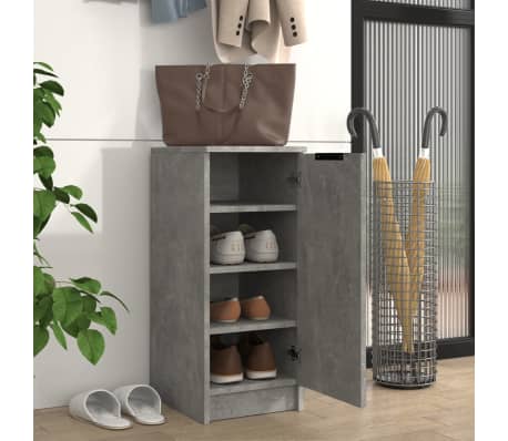 vidaXL Sapateira 30x35x70 cm madeira processada cinzento cimento