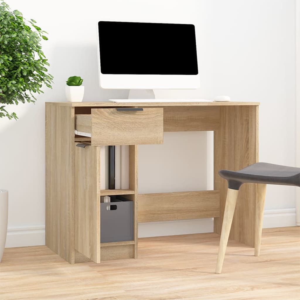 vidaXL Bureau 100x50x75 cm bewerkt hout sonoma eikenkleurig afbeelding