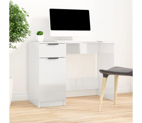 vidaXL Schreibtisch Hochglanz-Wei&szlig; 100x50x75 cm Holzwerkstoff