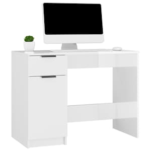Psací stůl bílý s vysokým leskem 100x50x75 cm kompozitní dřevo - obrázek 5