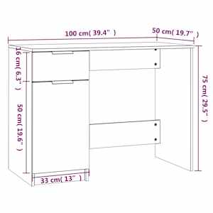 Psací stůl bílý s vysokým leskem 100x50x75 cm kompozitní dřevo - obrázek 9