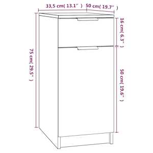 Skříňka k psacímu stolu bílá 33,5 x 50 x 75 cm kompozitní dřevo - obrázek 9