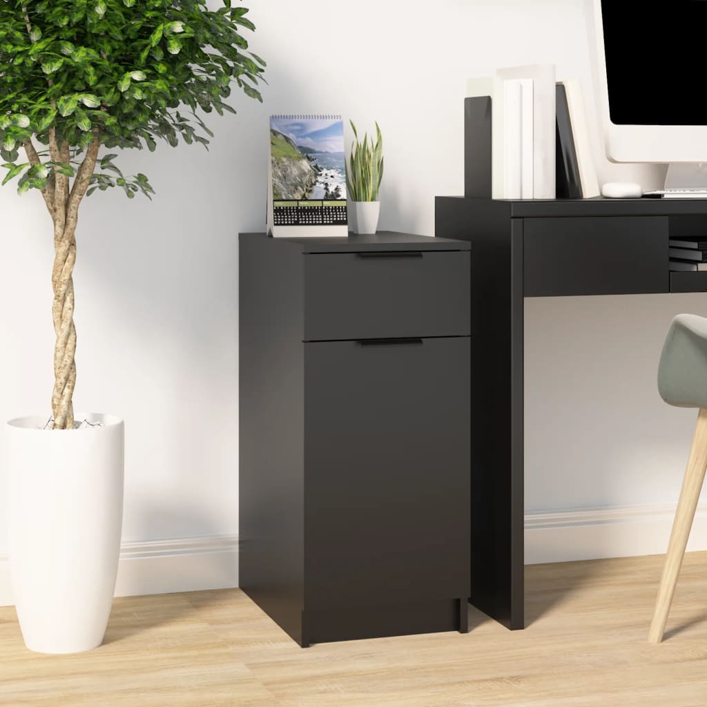 fekete szerelt fa íróasztal szekrény 33,5x50x75 cm