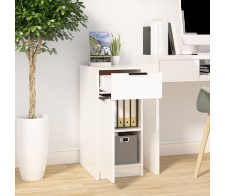 vidaXL Arm&aacute;rio secret&aacute;ria 33,5x50x75cm deriv. madeira branco brilhante