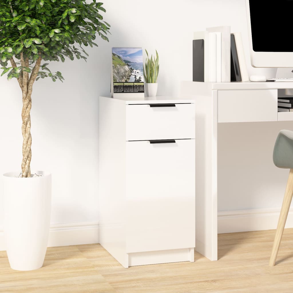 vidaXL skrivebord 33,5x50x75 cm konstrueret træ hvid højglans