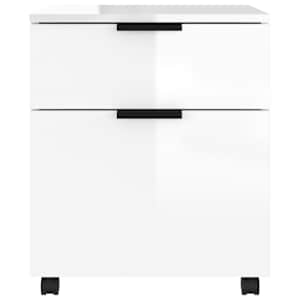 vidaXL Dokumentų spintelė su ratukais, balta, 45x38x54cm, mediena