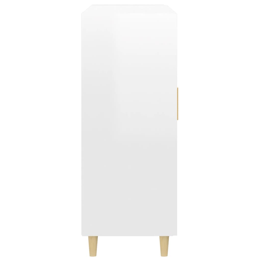 magasfényű fehér szerelt fa tálalószekrény 69,5 x 34 x 90 cm