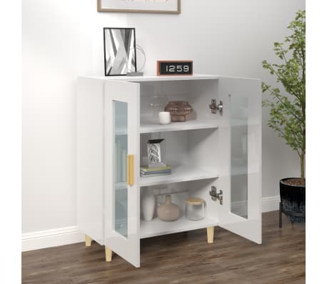 vidaXL Komoda leskl&aacute; biela 69,5x34x90 cm spracovan&eacute; drevo