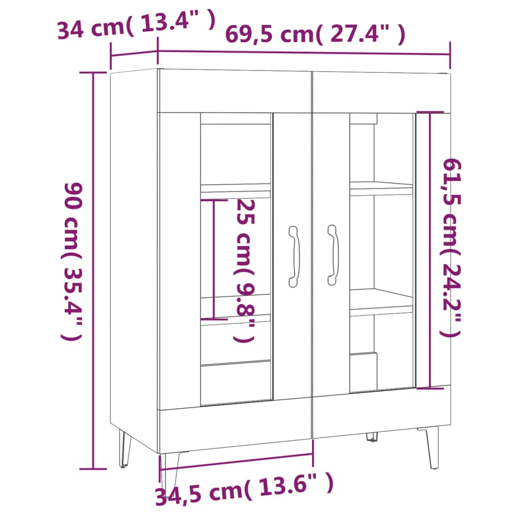 Komoda bela 69,5x34x90 cm inženirski les