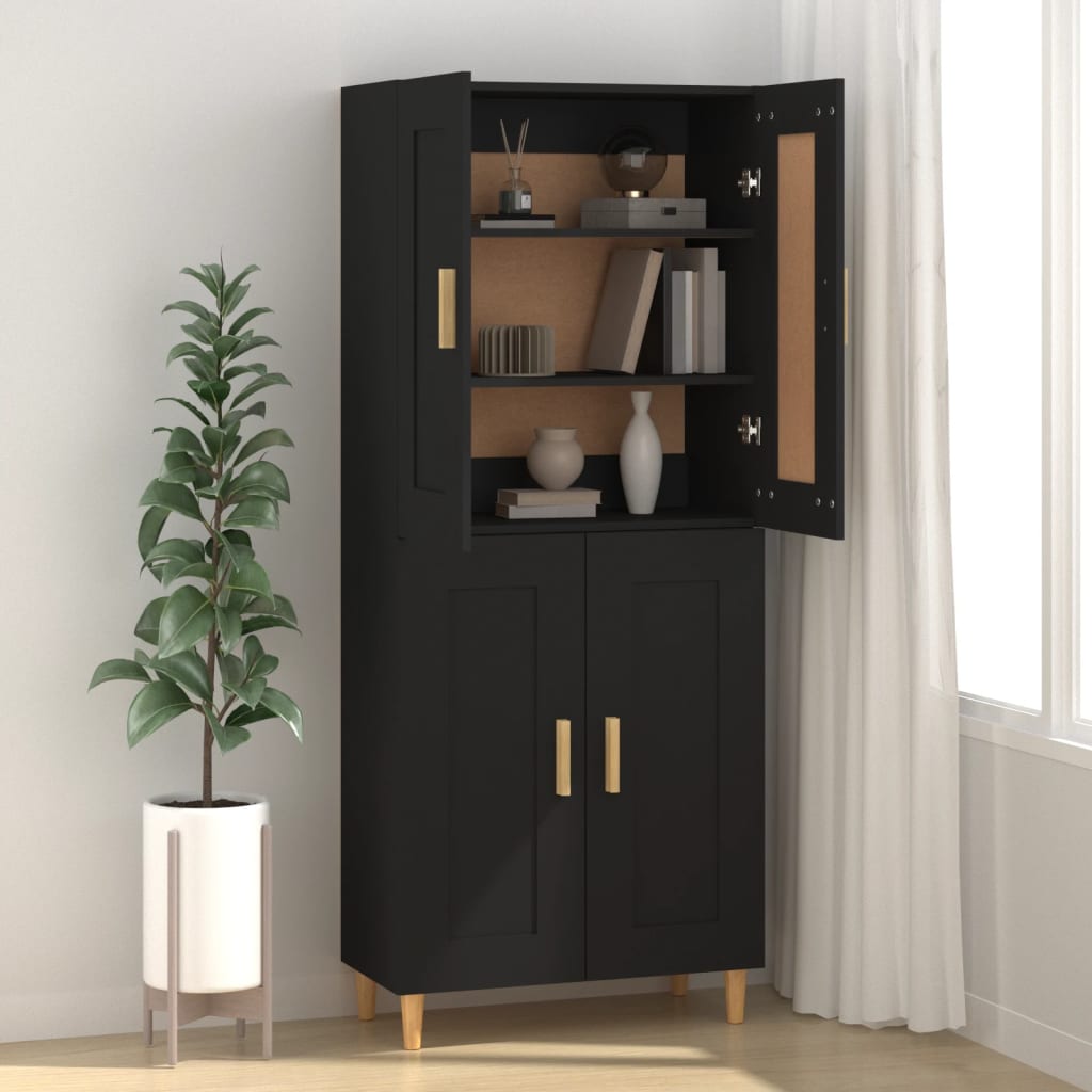 vidaXL Dressoir 69,5x34x90 cm bewerkt hout zwart afbeelding