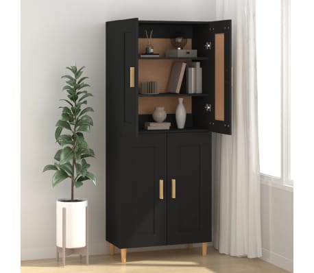 vidaXL Skjenk svart 69,5x34x90 cm konstruert tre