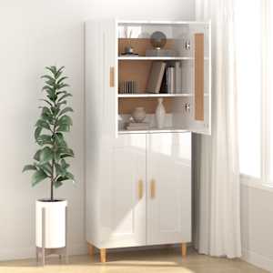 vidaXL Komoda, biała, połysk, 69,5x34x90 cm, materiał drewnopochodny