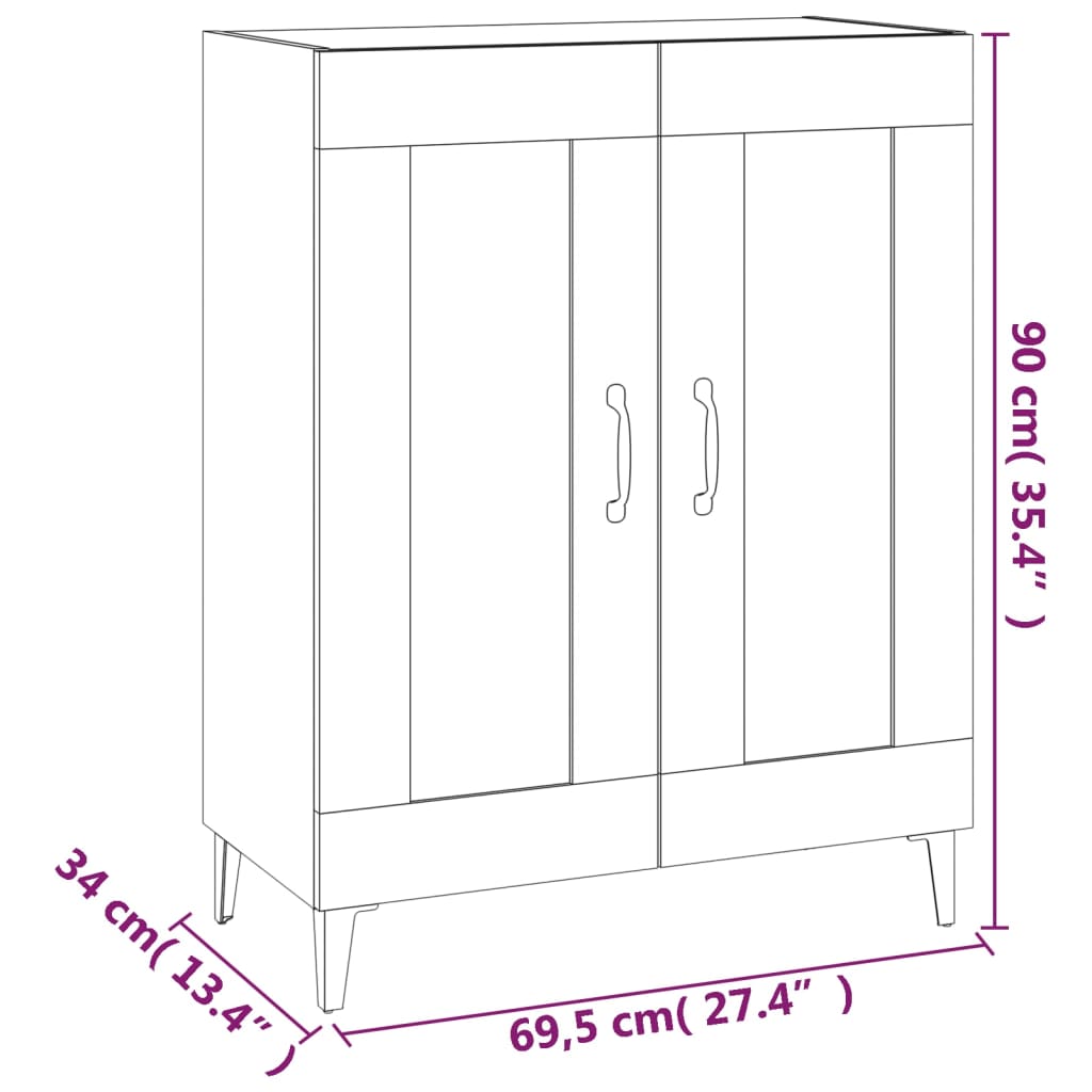 Komoda črna 69,5x34x90 cm konstruiran les