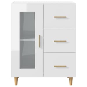 Příborník bílý s vysokým leskem 69,5x34x90 cm kompozitní dřevo - obrázek 6