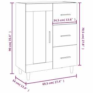 Příborník bílý s vysokým leskem 69,5x34x90 cm kompozitní dřevo - obrázek 10