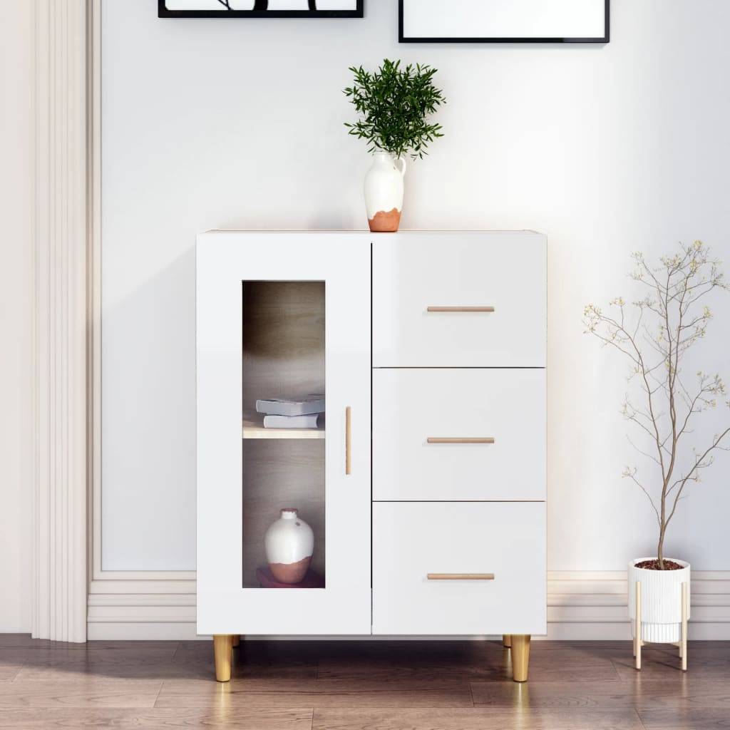 vida XL Sideboard Hochglanz-Weiß 69,5x 34x 90 cm Holzwerkstoff