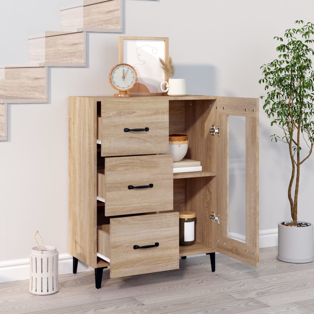 vidaXL Dressoir 69,5x34x90 cm bewerkt hout sonoma eikenkleurig