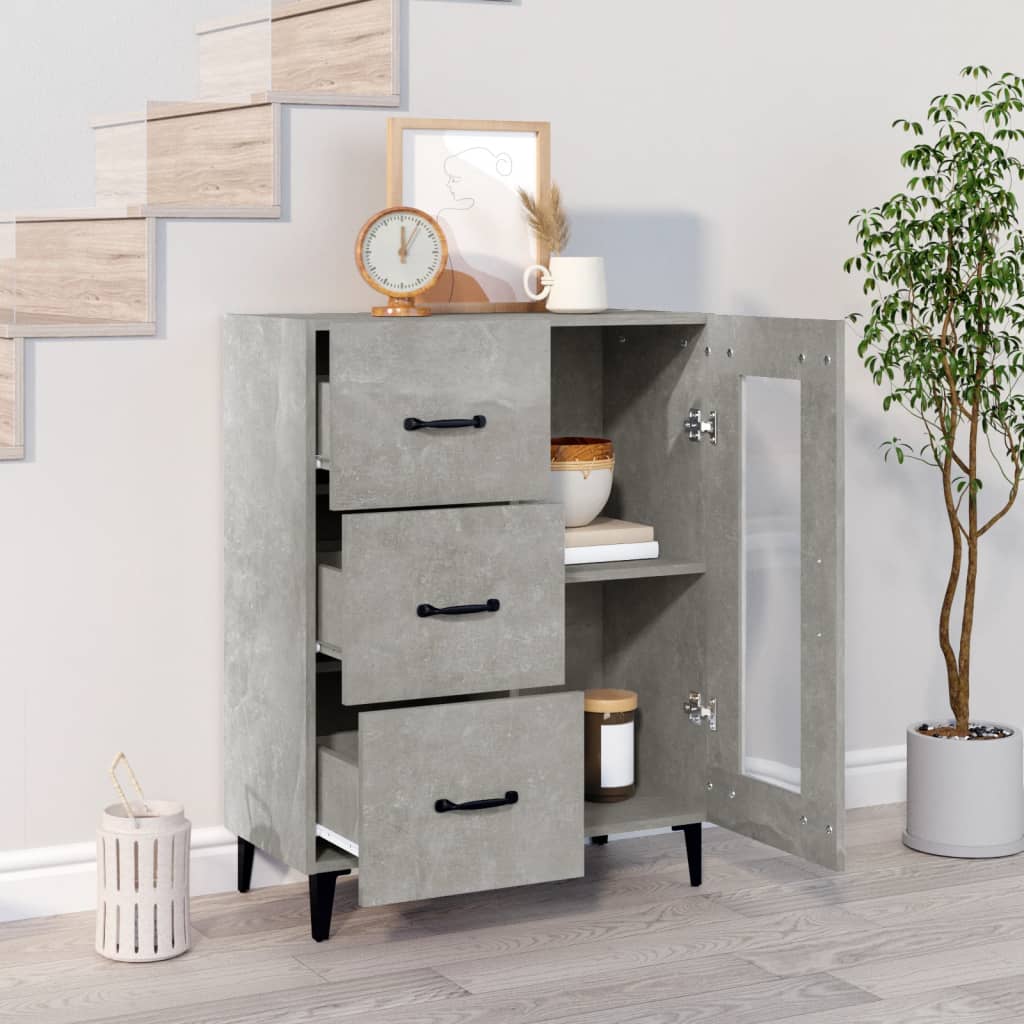 vidaXL Dressoir 69,5x34x90 cm bewerkt hout betongrijs