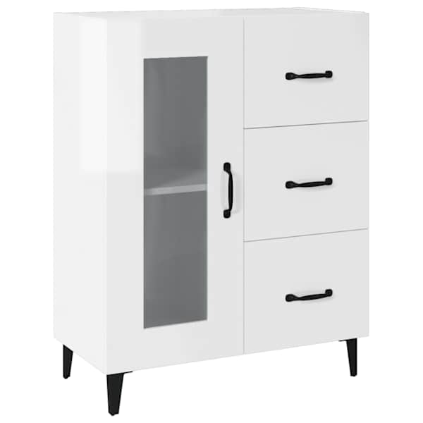 vidaXL puhvetkapp, k&otilde;rgl&auml;ikega valge, 69,5 x 34 x 90 cm, tehispuit