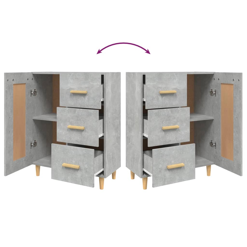 Komoda betonsko siva 69,5x34x90 cm konstruiran les