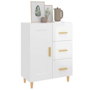 Příborník bílý s vysokým leskem 69,5x34x90 cm kompozitní dřevo - obrázek 4