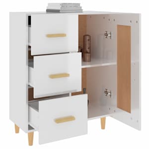 Příborník bílý s vysokým leskem 69,5x34x90 cm kompozitní dřevo - obrázek 5
