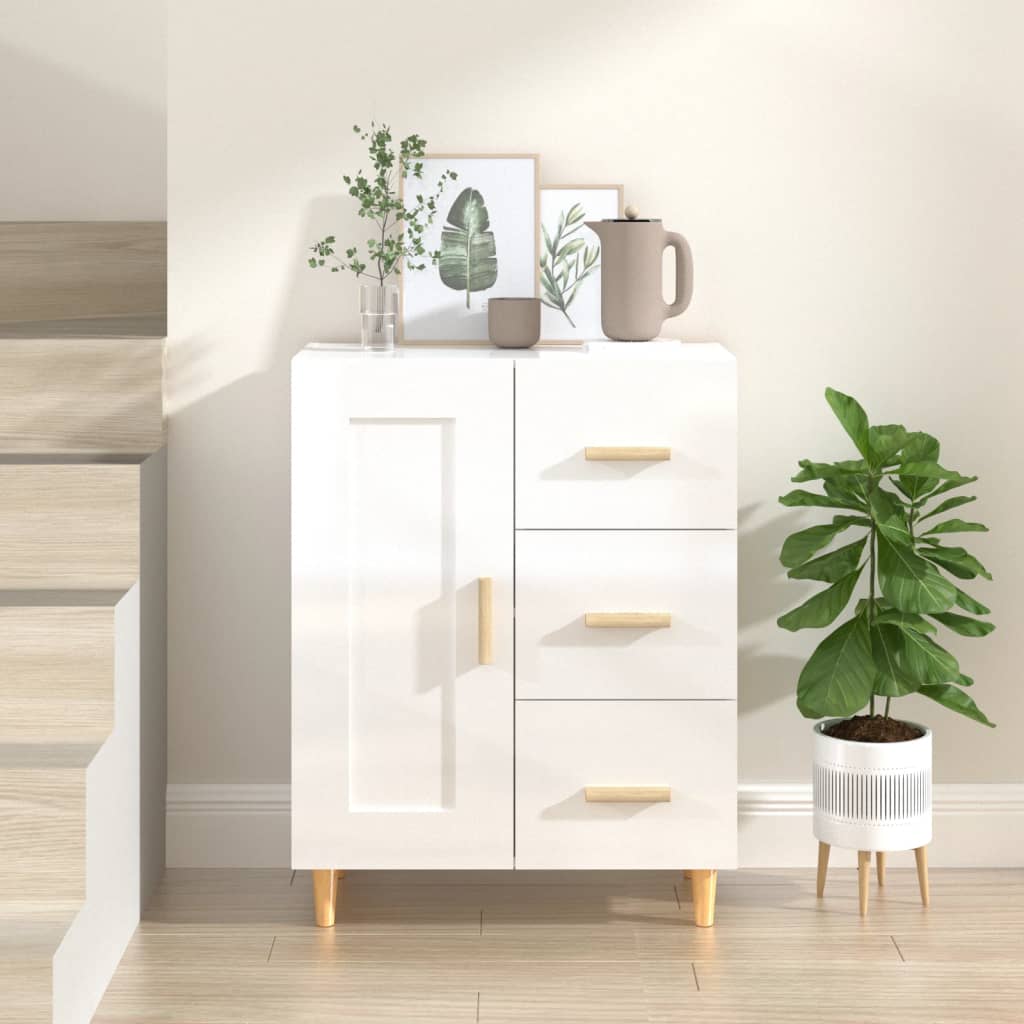 vidaXL Szafka, bia�a, po�ysk, 69,5x34x90 cm, materia� drewnopochodny