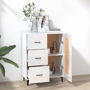 Příborník bílý s vysokým leskem 69,5x34x90 cm kompozitní dřevo - obrázek 3