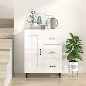 Příborník bílý s vysokým leskem 69,5x34x90 cm kompozitní dřevo
