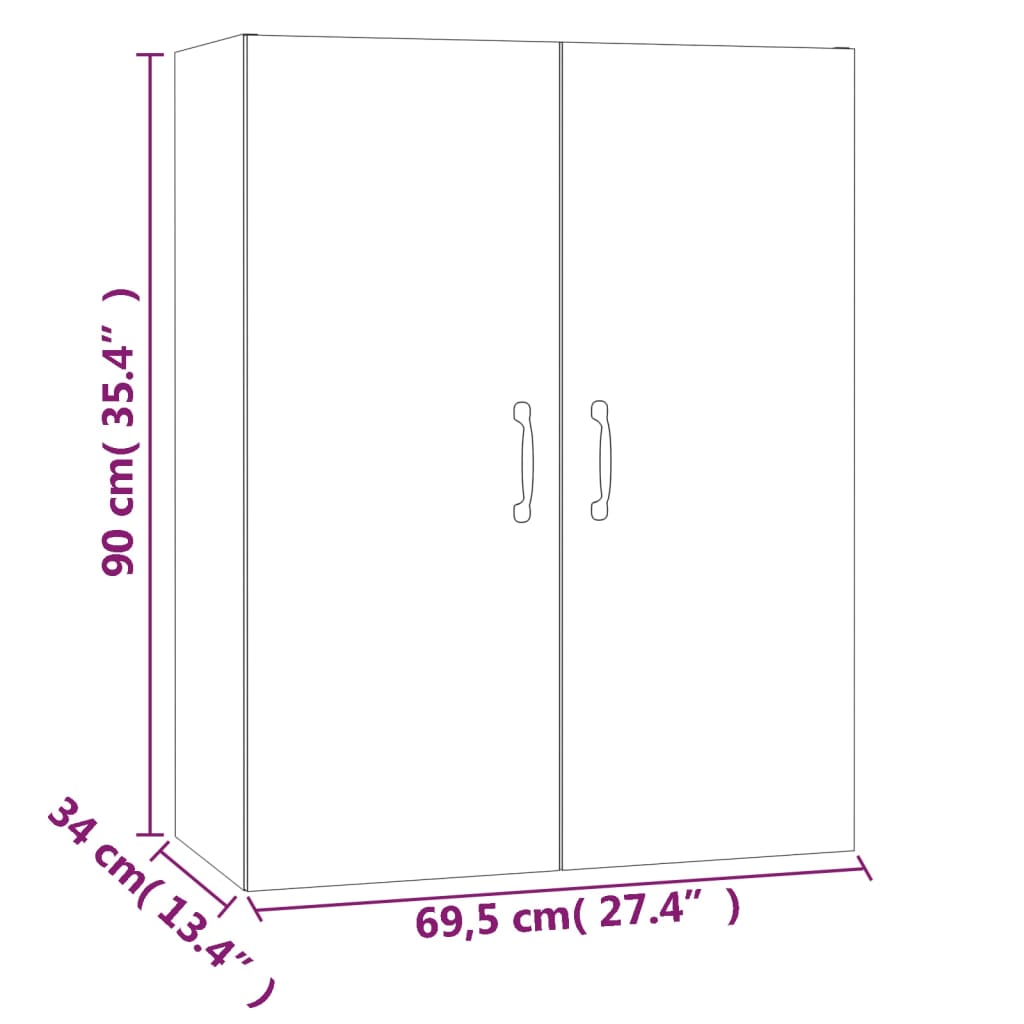 imagem de vidaXL Armário suspenso 69,5x34x90 cm deriv. madeira branco brilhante11