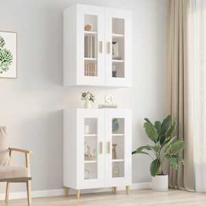 Viseča stenska omarica bela 69,5x34x90 cm