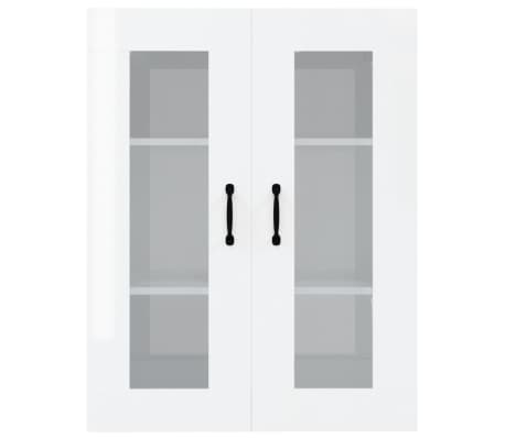 vidaXL Pakabinama sieninė spintelė, balta, 69,5x34x90cm, blizgi