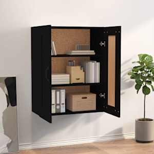vidaXL Armario colgante de pared negro 69,5x32,5x90 cm